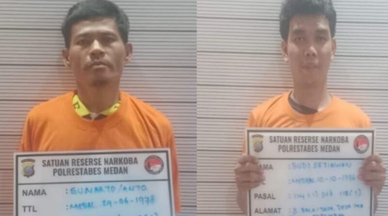Polrestabes Medan Tangkap Dua Tersangka Pengedar Sabu di Jalan Balai Desa Marindal