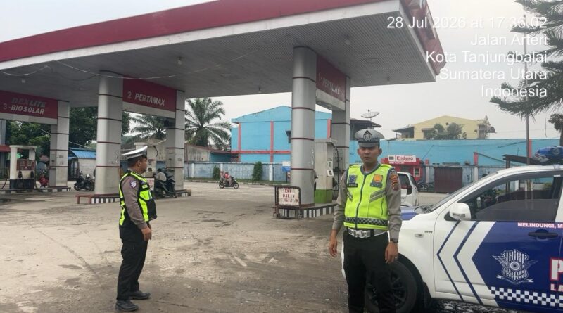 Antisipasi Kelangkaan BBM, Sat Lantas Polres Tanjung Balai Intensifkan Patroli di SPBU