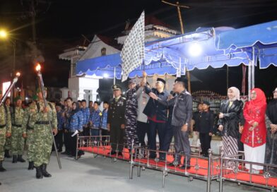 Kapolres Hadiri Pawai Obor Sambut HUT ke-81 RI Kota Tanjungbalai