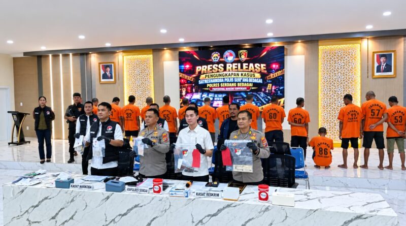 Polres Sergai Ungkap Kasus Narkoba dan Kriminal, 27 Tersangka Diamankan