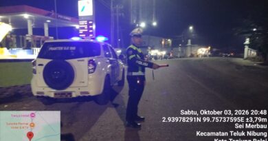 Antisipasi Gangguan Kamtibmas, Satlantas Polres Tanjung Balai Gelar Patroli Blue Light