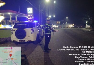 Antisipasi Gangguan Kamtibmas, Satlantas Polres Tanjung Balai Gelar Patroli Blue Light